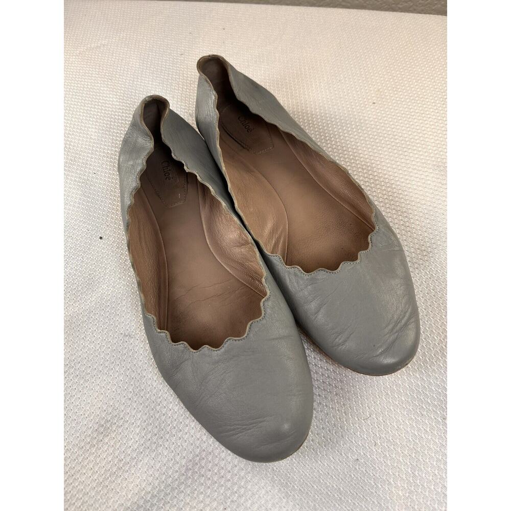 Chloe Gray Lauren Ballerina Flats Scalloped Edges Size‎ 33 .5 / Sz 2